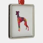 Italiaans Greyhound Geo Pattern Silhouette - Multi Metalen Ornament (Rechts)