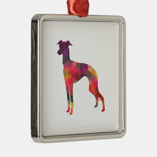 Italiaans Greyhound Geo Pattern Silhouette - Multi Metalen Ornament (Rechts)