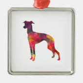 Italiaans Greyhound Geo Pattern Silhouette - Multi Metalen Ornament (Voorkant)