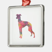 Italiaans Greyhound Geo Pattern Silhouette - Multi Metalen Ornament (Links)