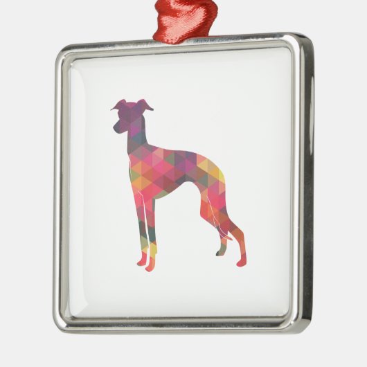 Italiaans Greyhound Geo Pattern Silhouette - Multi Metalen Ornament (Links)