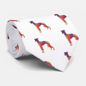 Italiaans Greyhound Geo Pattern Silhouette - Multi Stropdas (Opgerold)