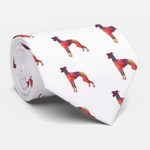 Italiaans Greyhound Geo Pattern Silhouette - Multi Stropdas