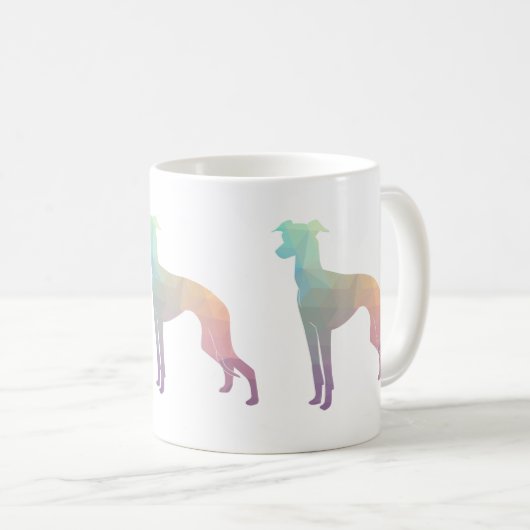 Italiaans Greyhound Geo Pattern Silhouette - Paste Koffiemok (Voorkant rechts)