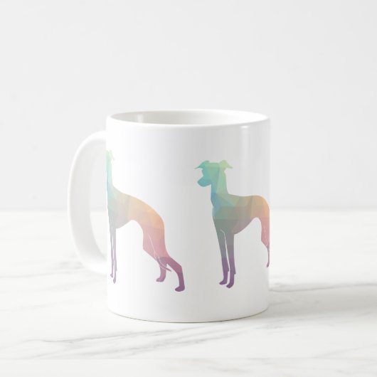 Italiaans Greyhound Geo Pattern Silhouette - Paste Koffiemok (Voorkant links)