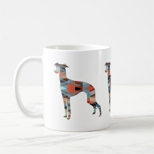 Italiaans Greyhound Geo Pattern Silhouette - Pset Koffiemok (Links)