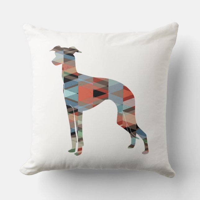 Italiaans Greyhound Geo Pattern Silhouette - Pset Kussen (Voorkant)