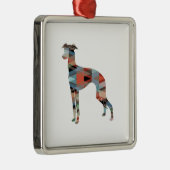 Italiaans Greyhound Geo Pattern Silhouette - Pset Metalen Ornament (Rechts)