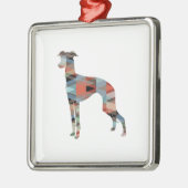 Italiaans Greyhound Geo Pattern Silhouette - Pset Metalen Ornament (Links)