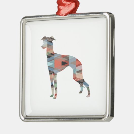 Italiaans Greyhound Geo Pattern Silhouette - Pset Metalen Ornament (Links)