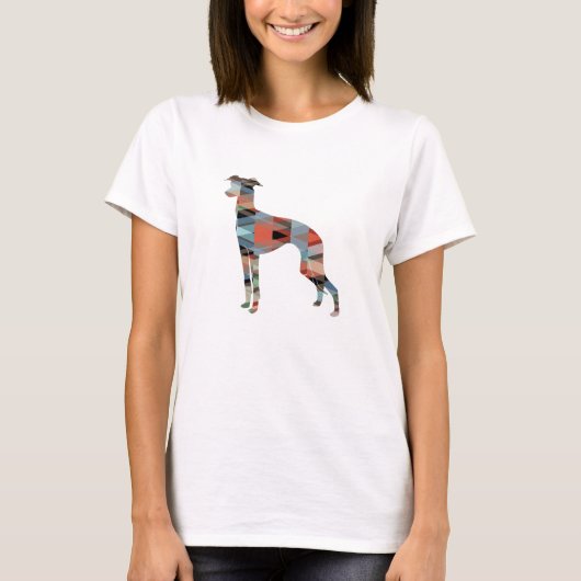 Italiaans Greyhound Geo Pattern Silhouette - Pset T-shirt (Voorkant)