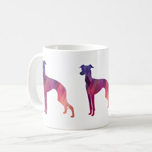 Italiaans Greyhound Geo Pattern Silhouette - Roze Koffiemok (Voorkant links)