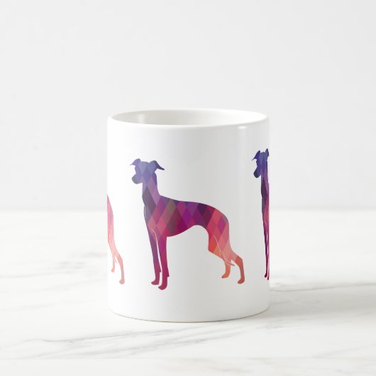 Italiaans Greyhound Geo Pattern Silhouette - Roze Koffiemok (Center)