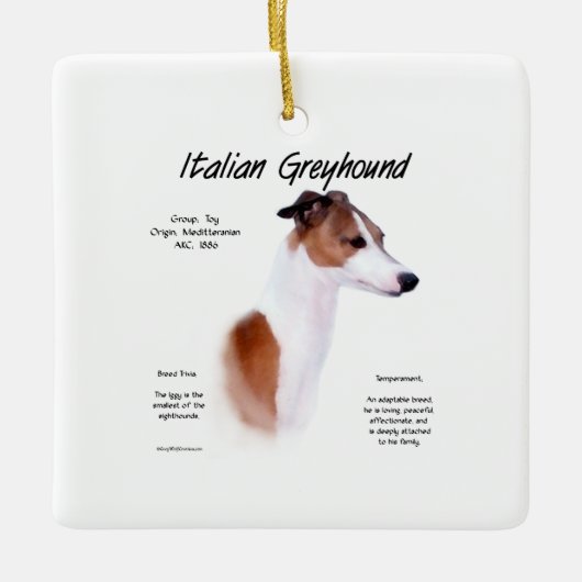 Italiaans Greyhound Geschiedenis Ontwerp Keramisch Ornament (Voorkant)