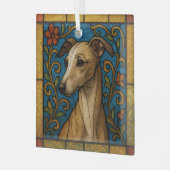 Italiaans Greyhound "Glas in lood" Glas Ornament (Voorkant links)