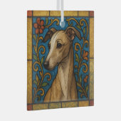 Italiaans Greyhound "Glas in lood" Glas Ornament (Voorkant Rechts)