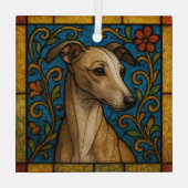 Italiaans Greyhound "Glas in lood" Glas Ornament (Achterkant)