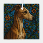Italiaans Greyhound "Glas in lood" Glas Ornament (Achterkant)