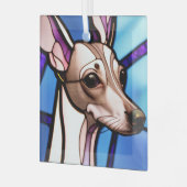Italiaans Greyhound "Glas in lood" Glas Ornament (Voorkant links)