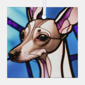 Italiaans Greyhound "Glas in lood" Glas Ornament (Achterkant)