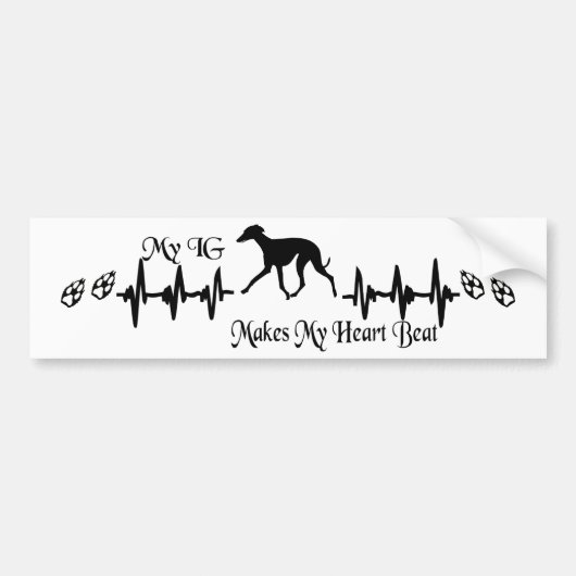 Italiaans Greyhound Heart Beat Bumpersticker (Voorkant)