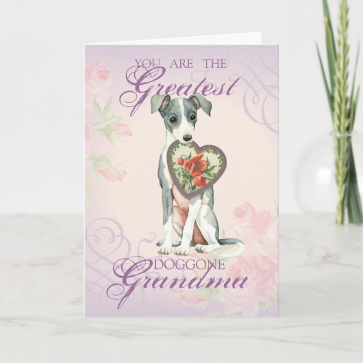 Italiaans Greyhound Heart Grandma Kaart (Voorkant)
