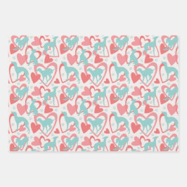 Italiaans greyhound Hearts Paw Cute Dog Love Patro Inpakpapier Vel