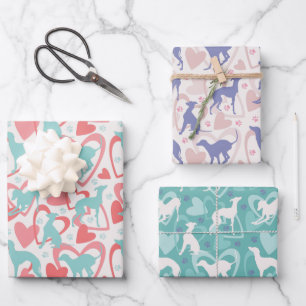 Italiaans greyhound Hearts Paw Cute Dog Love Patro Inpakpapier Vel