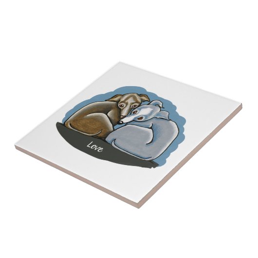 Italiaans Greyhound Huddle Tegeltje (Zijkant)