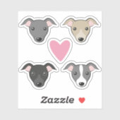 Italiaans greyhound Iggy Roze hart Schattige carto Sticker (Vel)