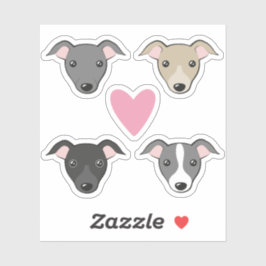 Italiaans greyhound Iggy Roze hart Schattige carto Sticker