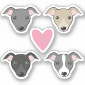 Italiaans greyhound Iggy Roze hart Schattige carto Sticker (Voorkant)