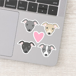Italiaans greyhound Iggy Roze hart Schattige carto Sticker