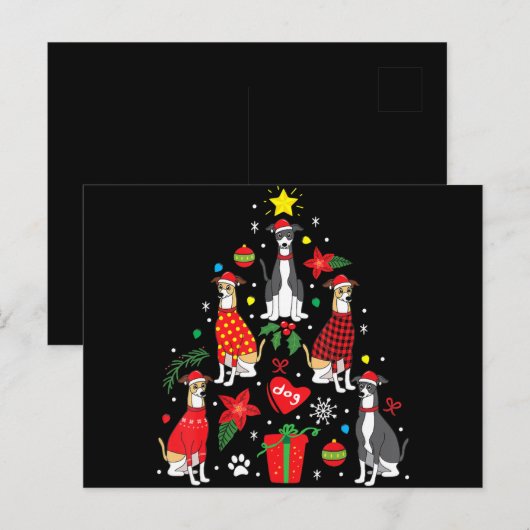 Italiaans Greyhound Kerst Ornament Boom Hond Moede Feestdagenkaart (Voorkant / Achterkant)