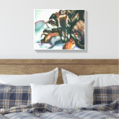 Italiaans Greyhound met pasgeboren Puppies Canvas Afdruk (Insitu (Slaapkamer))