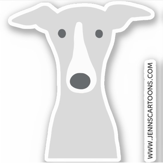 Italiaans Greyhound of Whippet Schattige Cartoon H Sticker (Voorkant)