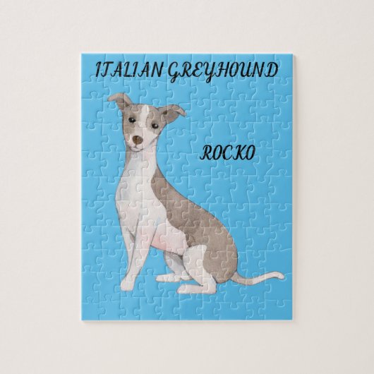 ITALIAANS GREYHOUND PUZZZLE EN PERSONALISEERDE NAA LEGPUZZEL (Verticaal)