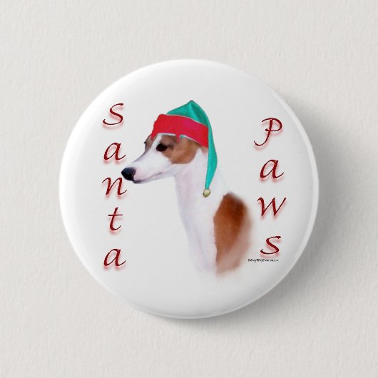 Italiaans Greyhound Santa Paws Button (Voorkant)