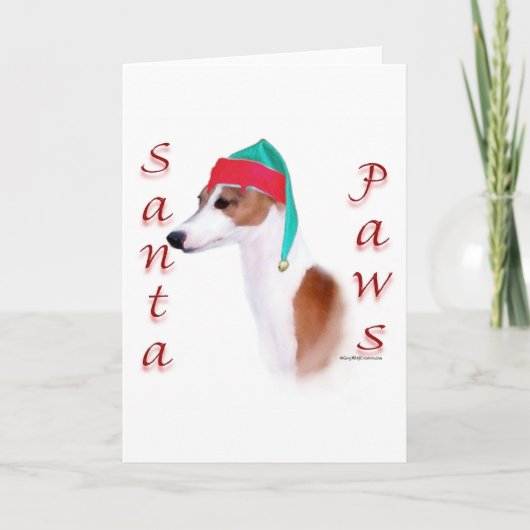 Italiaans Greyhound Santa Paws Kerst Kaart (Voorkant)