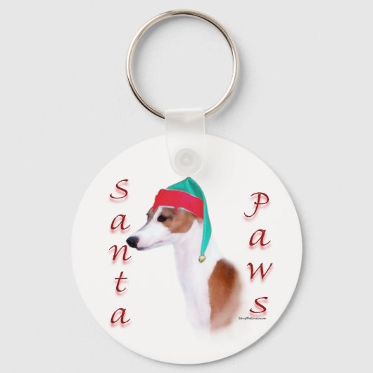 Italiaans Greyhound Santa Paws Sleutelhanger (Voorkant)