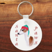 Italiaans Greyhound Santa Paws Sleutelhanger (Voorkant)