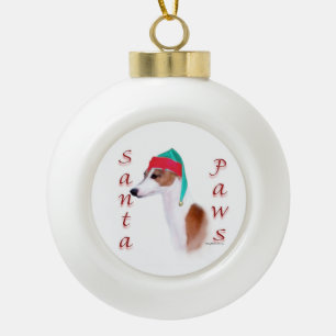 Italiaans Greyhound Santa Paws Sleutelhanger Keramische Bal Ornament