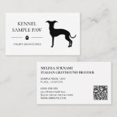 Italiaans Greyhound Silhouette - Dog Breeder Visitekaartje (Voorkant / Achterkant)