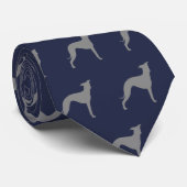 Italiaans Greyhound Silhouettes Blue en Grey Stropdas (Opgerold)