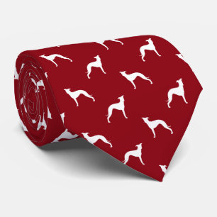 Italiaans Greyhound Silhouettes Red en White Stropdas