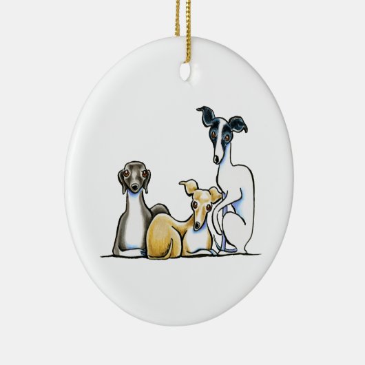 Italiaans Greyhound Trio Keramisch Ornament (Rechts)