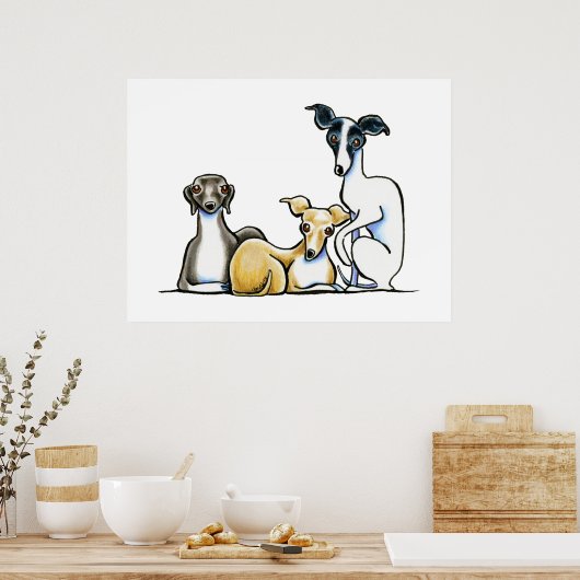 Italiaans Greyhound Trio Poster (Keuken)
