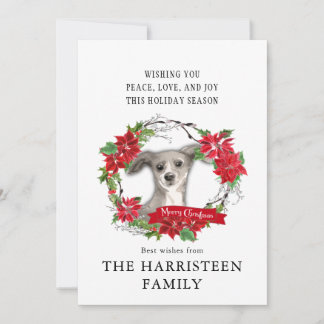 Italiaans Greyhound Waterverf Poinsettia Kerst Feestdagenkaart