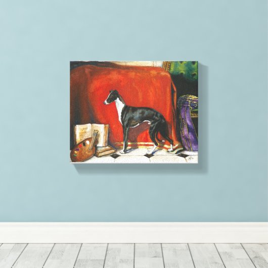 Italiaans Greyhound Waterverf schilderij Canvas Afdruk (Insitu (Houten vloer))