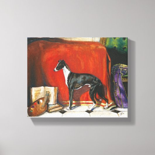 Italiaans Greyhound Waterverf schilderij Canvas Afdruk (Voorkant)